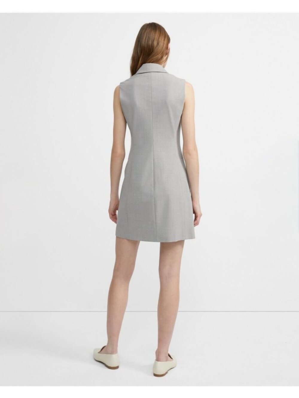 THEORY Blazer Dress Womens 4 Sleeveless Gray Stretch Wool Minimalist Tailored Of - Picture 11 of 13